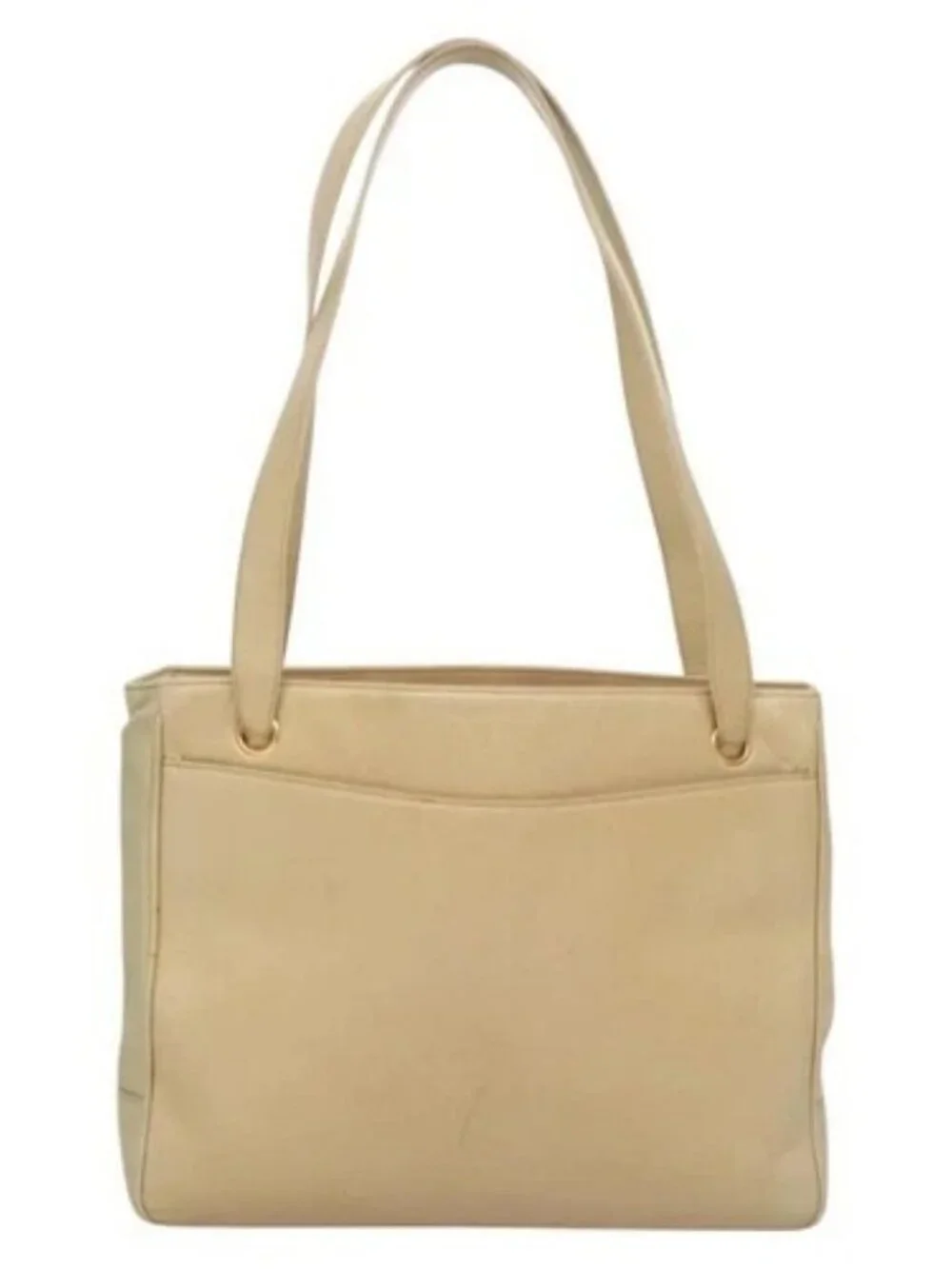 CHANEL COCO Mark Shoulder Bag Lamb Skin Beige Gold CC Auth BA1376